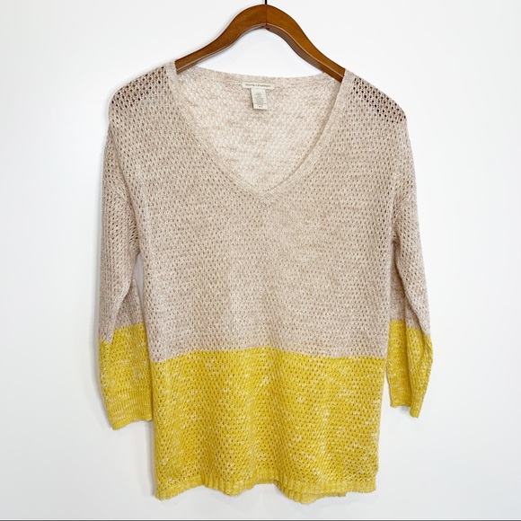 White + Warren Lightweight Beach Sweater, Pullover Crewneck, Tan Yellow, XS - Picture 1 of 5